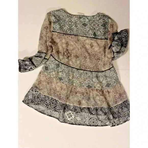 Knox Rose Blouse 3/4 Sleeve v neck casual size small sheer paisley multicolor - Picture 10 of 11